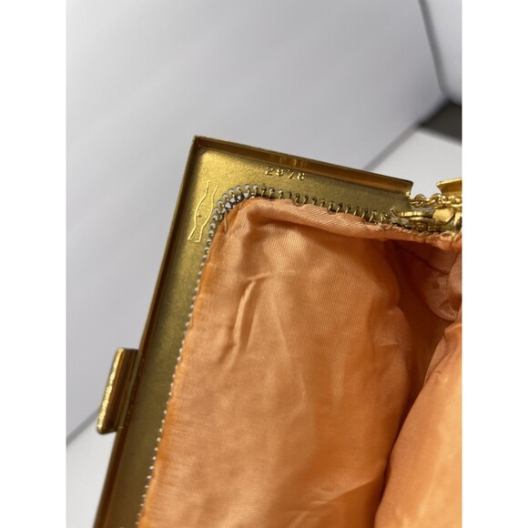 Vintage Whiting & Davis Gold tone Clutch Purse Sequin Mesh Crystals retro bag - Picture 9 of 16
